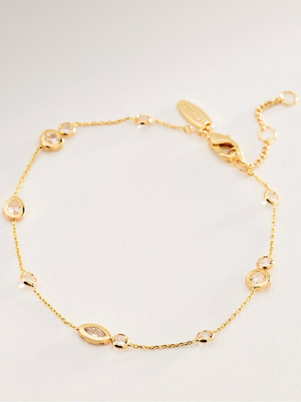 14K Gold Plated Brass Cubic Zirconia Mixed Crystal Delicate Bracelet
